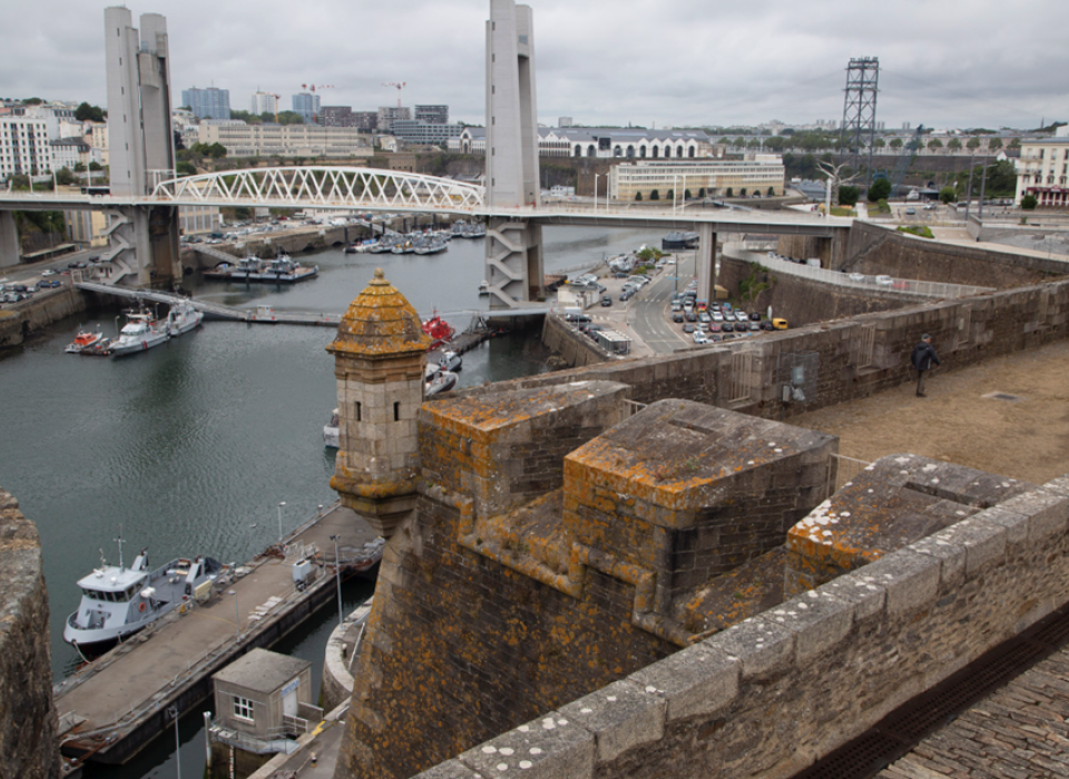 View of the ancient fortress of Brest, an imposing structure overlooking the city, 2019.