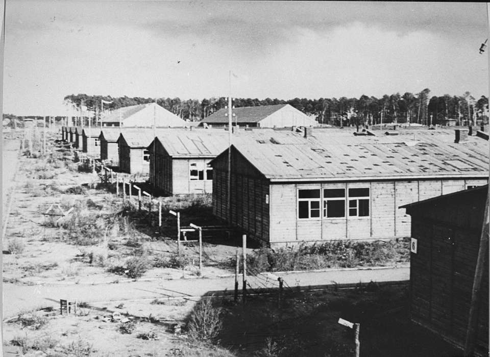 View of Stutthof concentration camp shortly after the camp’s liberation