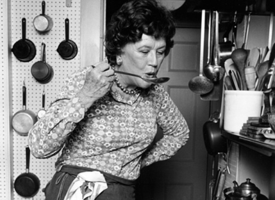 Julia Child in her kitchen