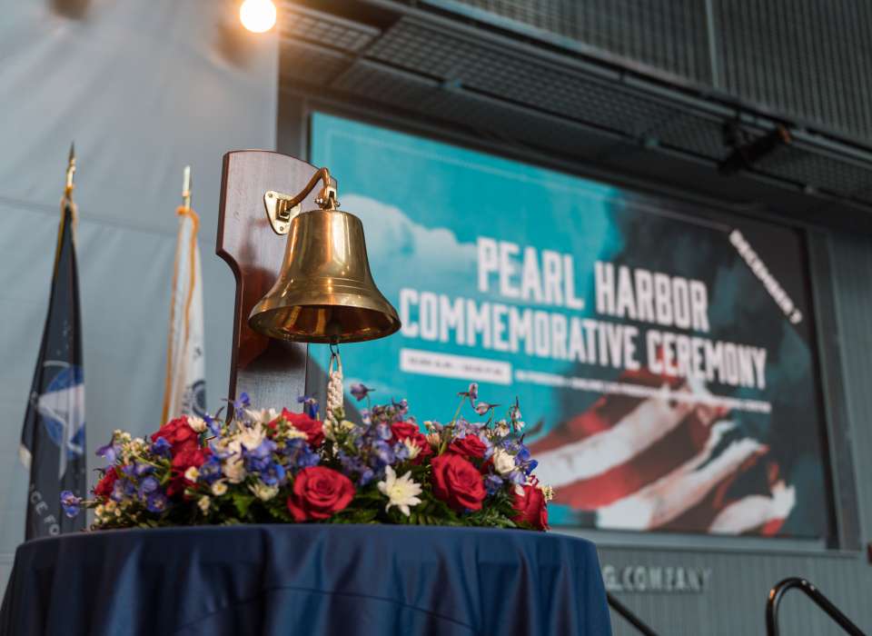 Pearl Harbor memorial with flowers