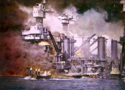 Infamy traveling exhibit, Pearl Harbor color image