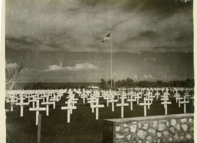American cemetery on Tinian in late 1945. Courtesy of The National WWII Museum.
