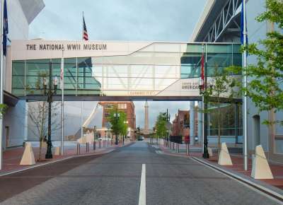 Exterior photo of Bridge of Democracy at the National WWII Museum