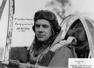 Mark Stepelton in the cockpit of his P-51B Mustang while serving in the European theater.