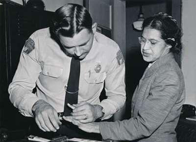 Montgomery Police Lieutenant D.H. Lacky fingerprinting Rosa Parks