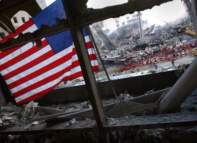 Old Glory at ground zero