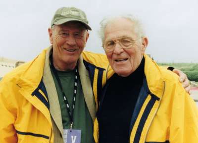 Stephen Ambrose and Dick Winters at the premiere of Band of Brothers in Normandy, June 2001